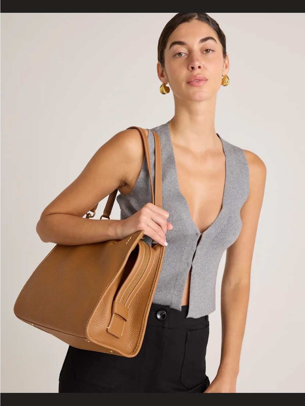 QUINCE Italian Leather Medium Convertible bag - Picture 2 of 13